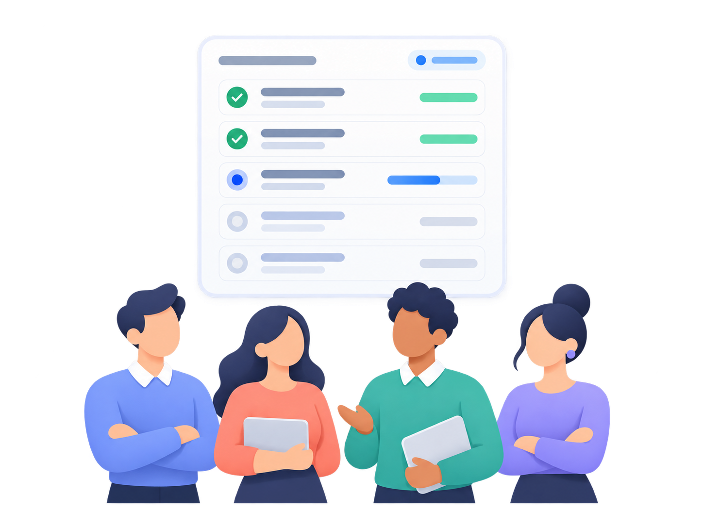 Implementation plan with a project dashboard and team